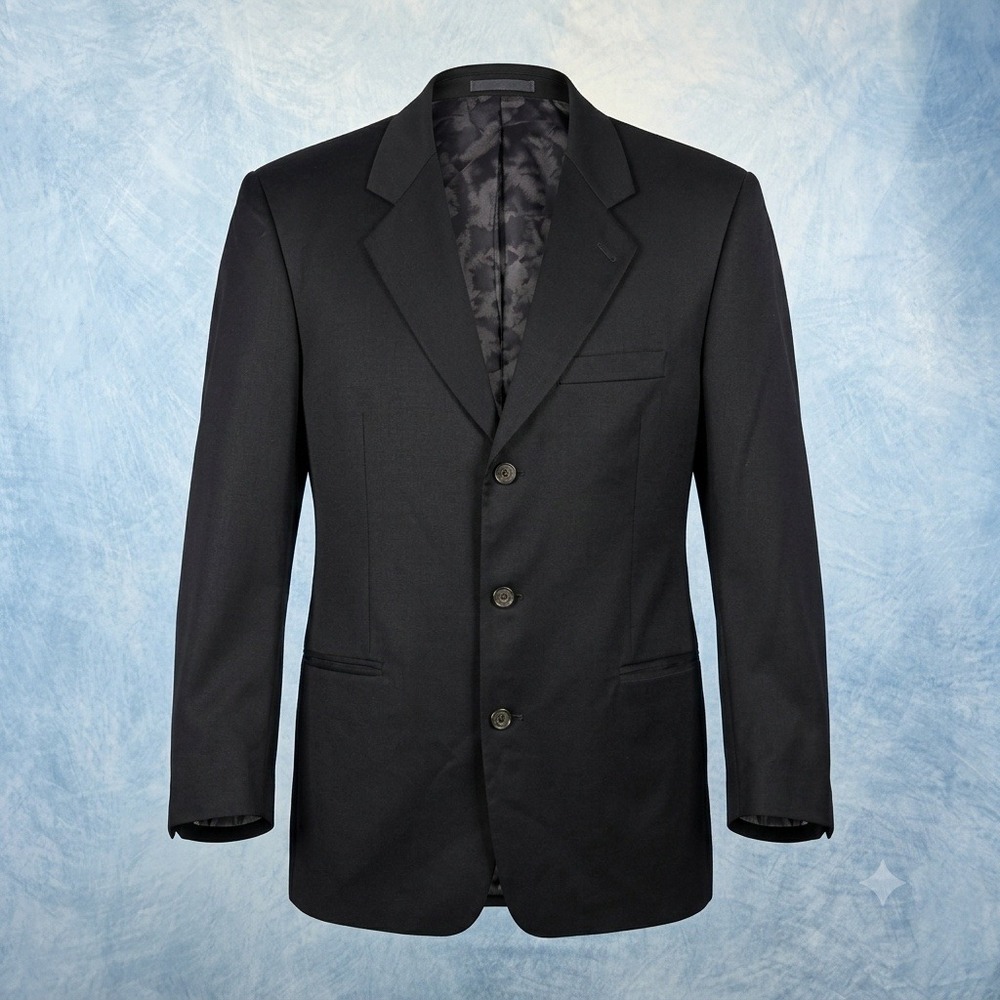 Banana Republic Mens 40R Blazer Black 100% Wool Italy 3 Button Sport Coat